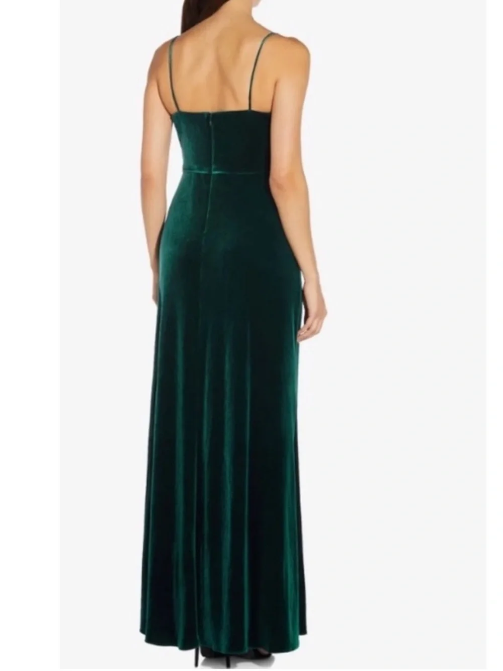 Adrianna Papell Emerald Green Velvet Cowl Neck Maxi Dress